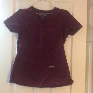 Greys Anatomy maroon scrub top